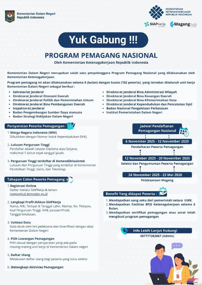 Kemendagri Ajak Lulusan Muda Bergabung dalam Program Pemagangan Nasional 2025